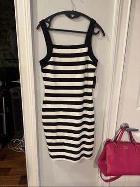 Juicy Couture Black and White Striped Mini Dress